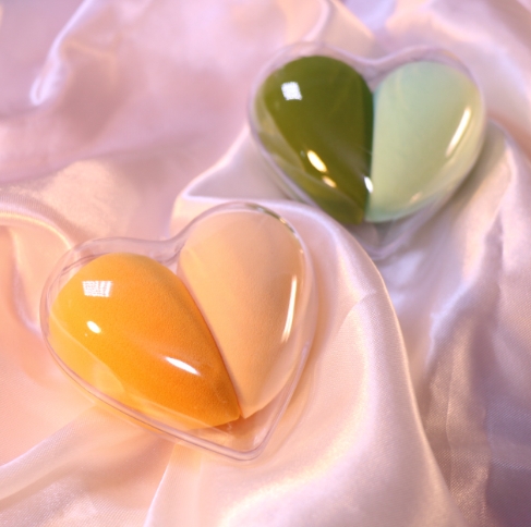 爱心盒套装美妆蛋不吃粉斜切面超软细腻彩妆蛋盒套粉底海绵化妆蛋