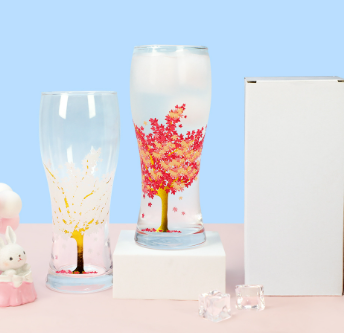 450ml遇冷变色玻璃啤酒杯加厚扎啤杯创意小麦精酿杯